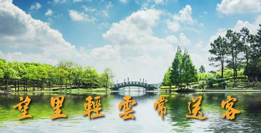 酒花丨望里輕雲常送客，愁邊流水未歸人